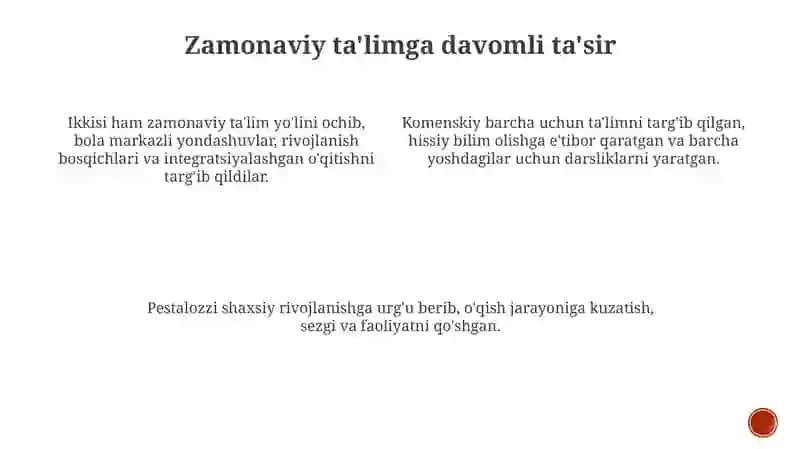 Yan Amos Komenskiy Iogan Pestalotsining pedagogika faniga qoʻshgan hissasi 4
