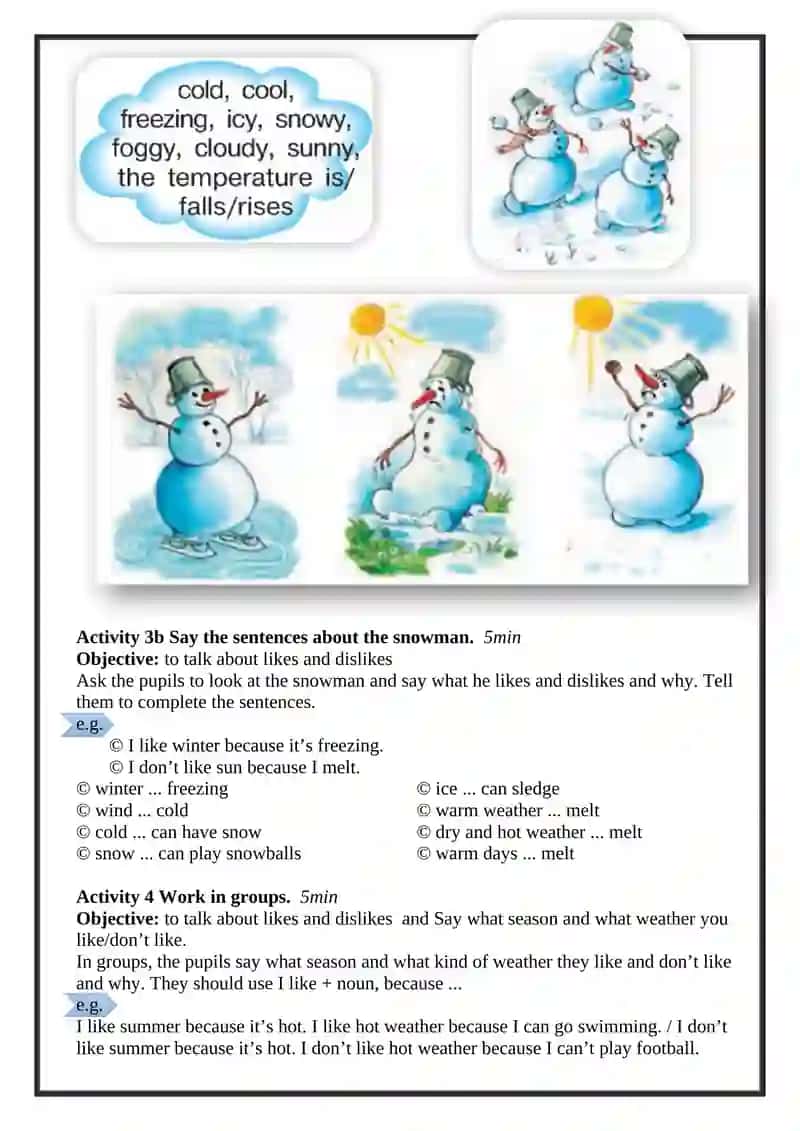 5-sinflar uchun Unit 12. Lesson 4 Season and the weather 4