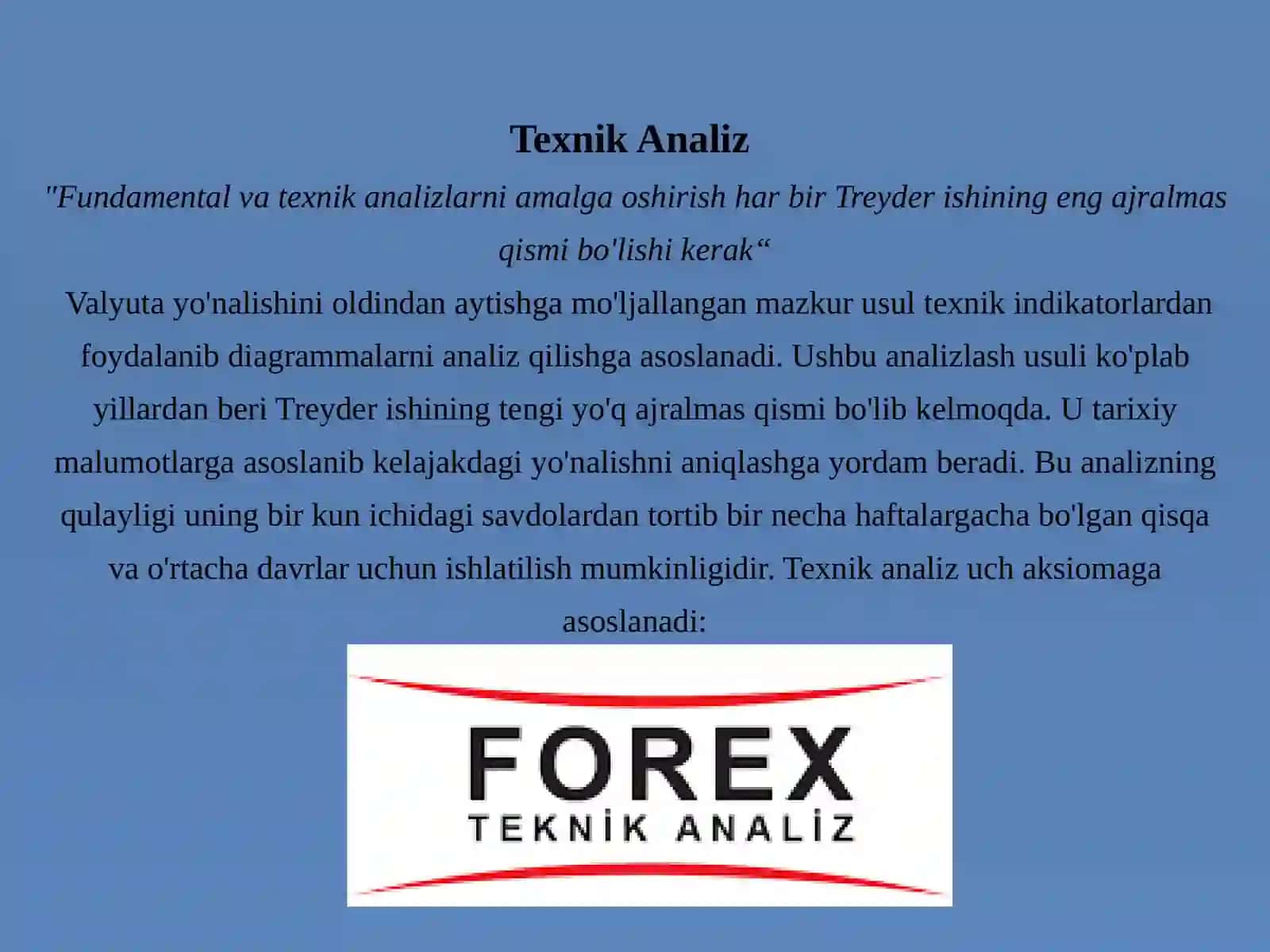 Forex bozorlarini analiz qilish. Moliya bozorlari dagi grafiklar bilan tanishuv 4