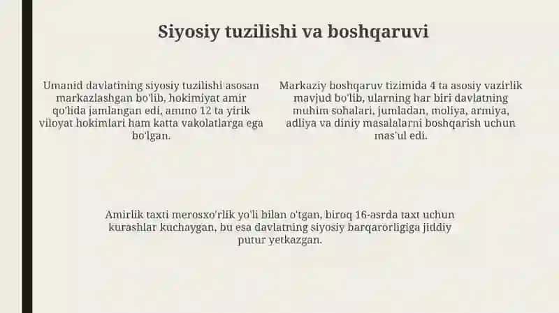 XII-XVII asrlarda Umoniylar davlati 4