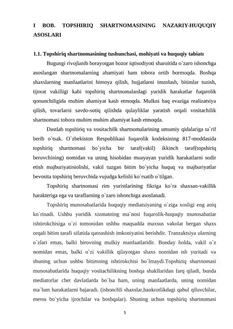 TOPSHIRIQ SHARTNOMASINI FUQAROLIK-HUQUQIY TARTIBGA SOLISHNING O ZIGA XOS XUSUSIYATLARI 4