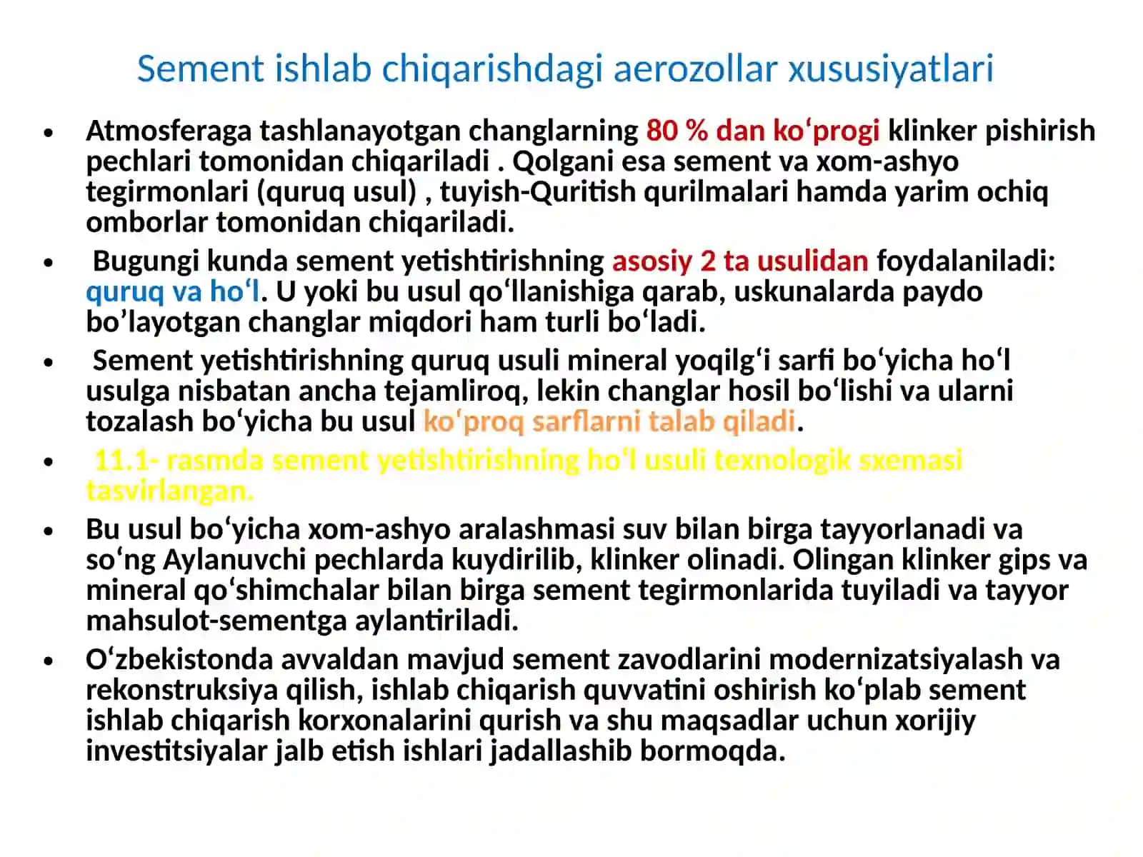 Sement ishlab chiqarishdagi aerozollar xususiyatlari 4