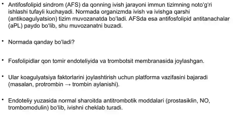 Antifosfolitik sindrom Ginikalogiya 4