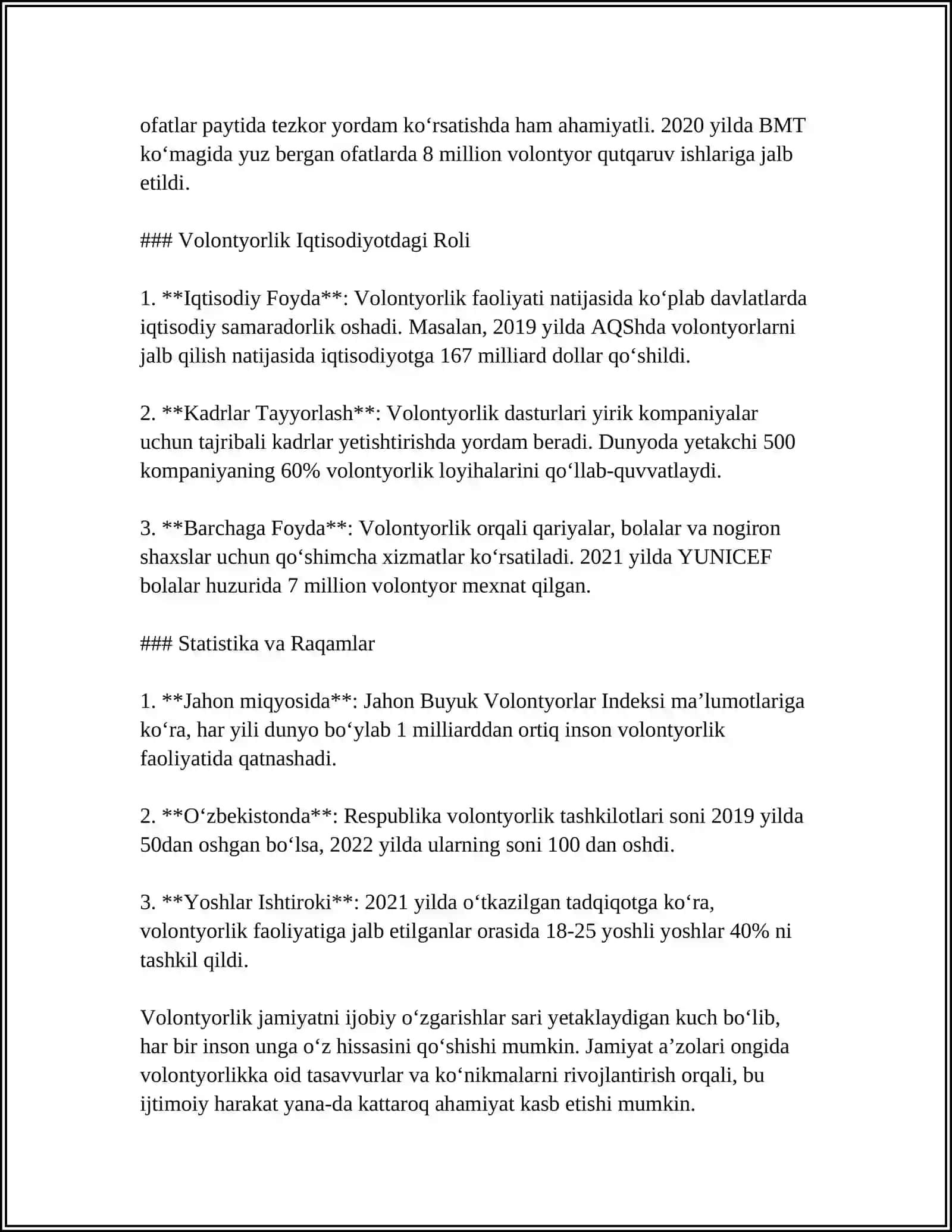 VOLONTYORLIK VA VOLONTYOR GURUHLAR BILAN TASHKIL ETILADIGAN FAOLIYAT 4