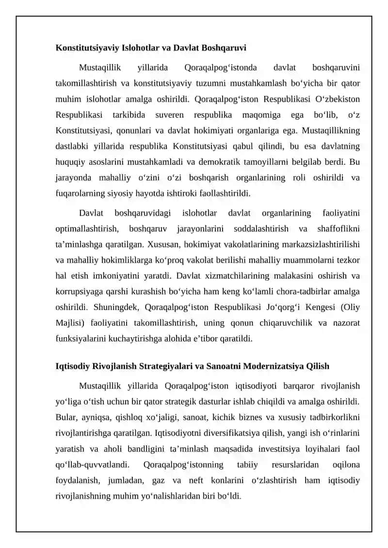 Mustaqillik davrida Qoraqalpogʻistonning siyosiy-ijtimoiy rivojlanishi 4