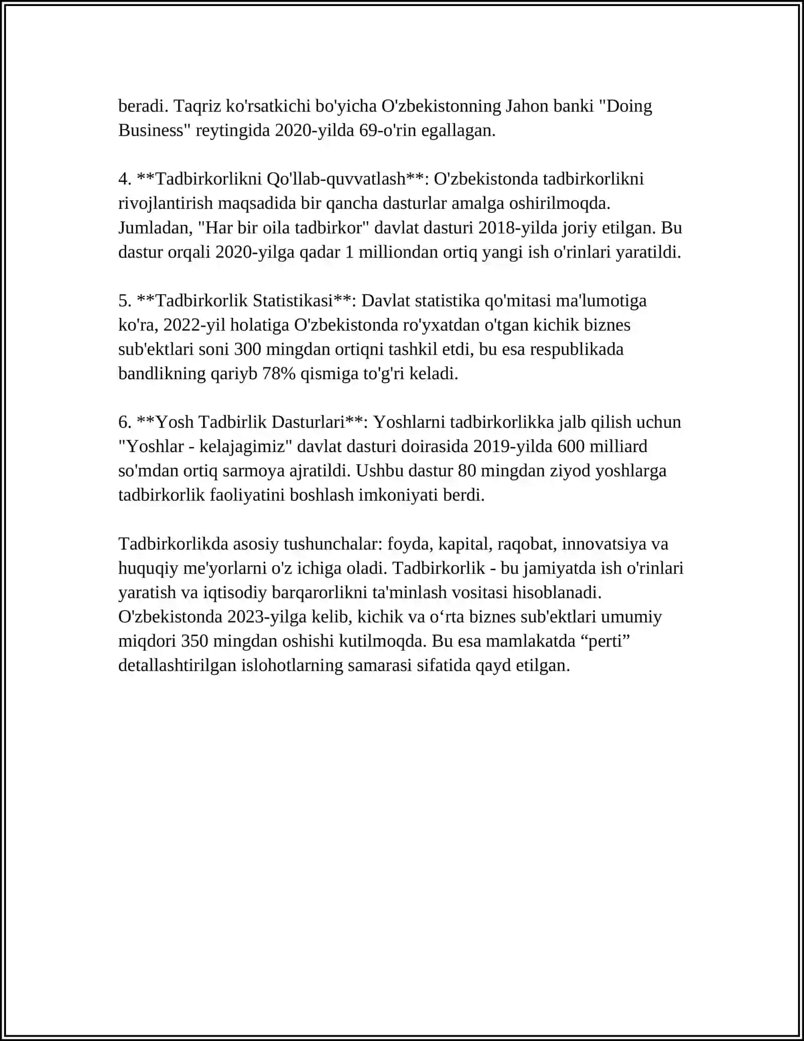 TADBIRKORLIK ASOSLARI FANDAN 10 LIST MUSTAQIL ISH 4