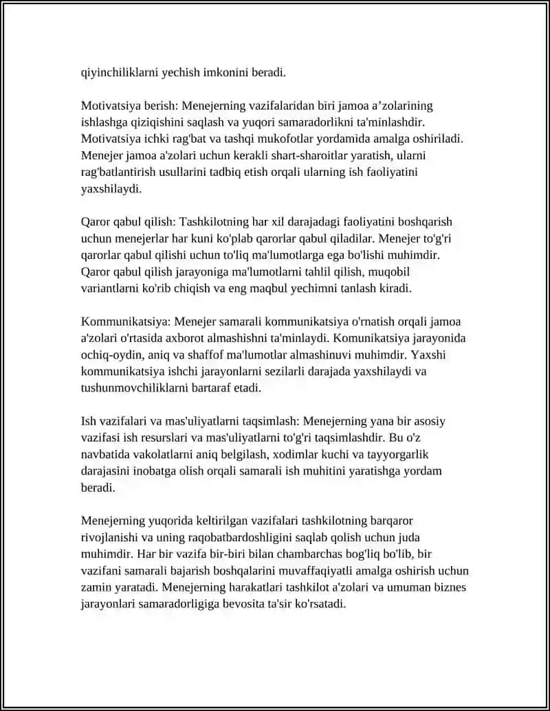 Mavzu: MENEJER VA UNUNG TARAFLARI 4