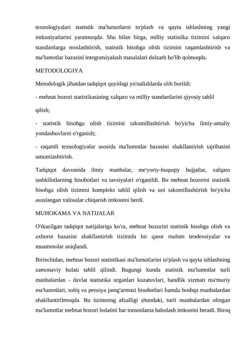 Mehnat bozori statistikasi mohiyati va mazmuni 4