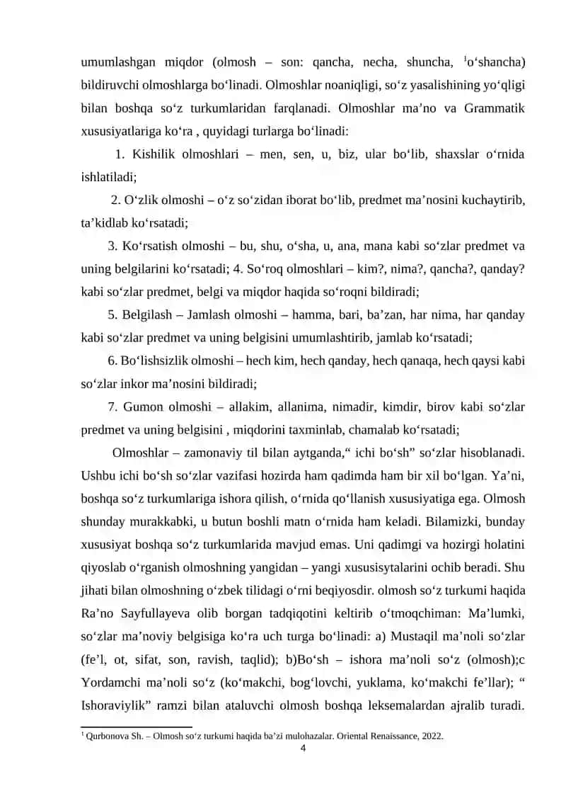 Olmosh va uning ma’noviy guruhlarini o‘qitish metodikasi 4