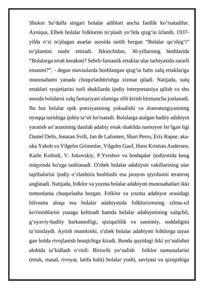Mavzu: Adabiy ertak va uning bolalar adabiyoti taraqqiyotiga ta'siri. 4