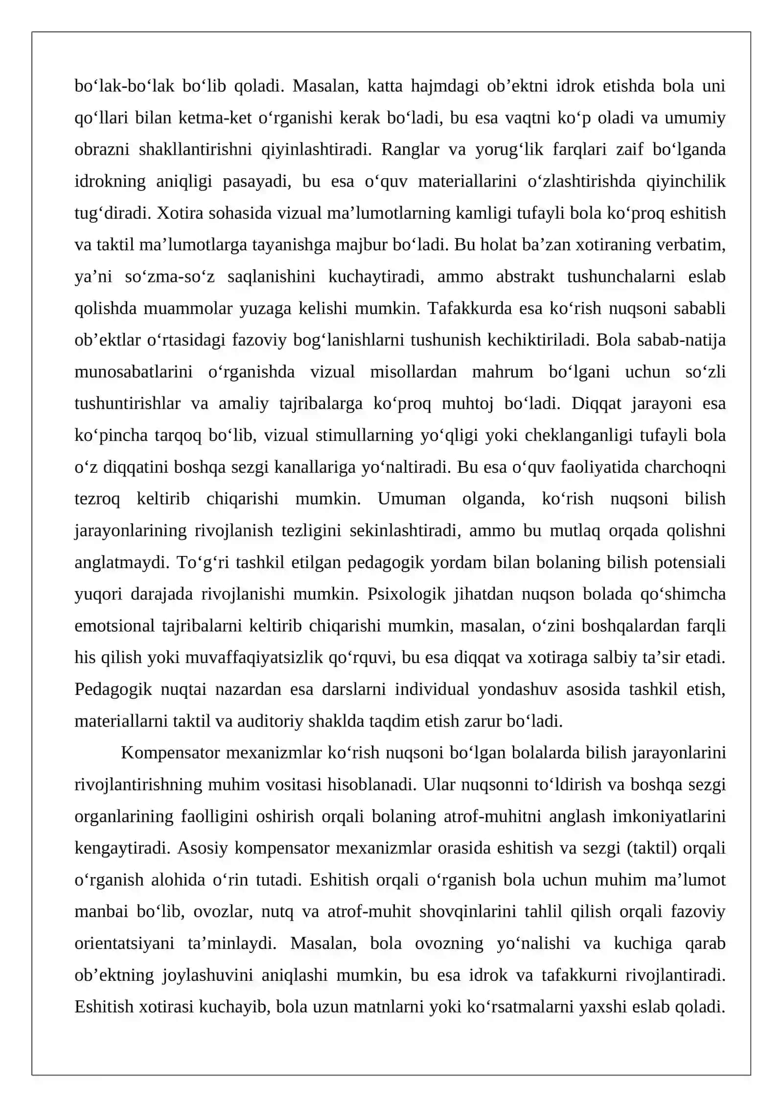 Ko‘rishida nuqsoni bo‘lgan bolalar bilish jarayonlarining xususiyatlarini tekshirish bo‘yicha ko‘rgazmali qurollar tayyorlash 4
