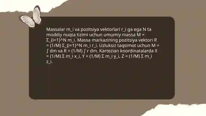 Moddiy nuqtalar sistemasining harakati.massa markazi 4