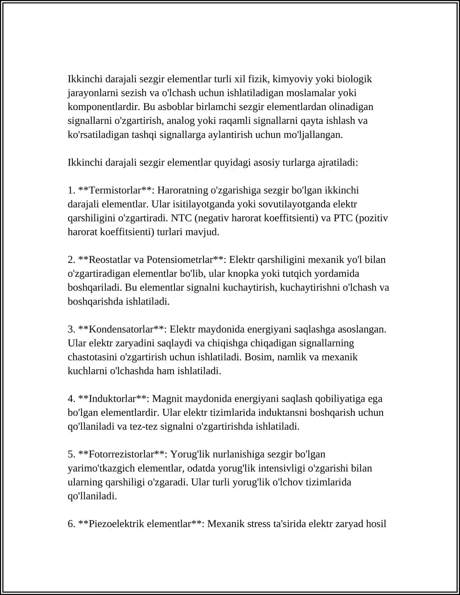 BIRLAMCHI SEZGIR ELEMENTLARI VA ULARNI TURLARI XUSUSIYATLARI 4