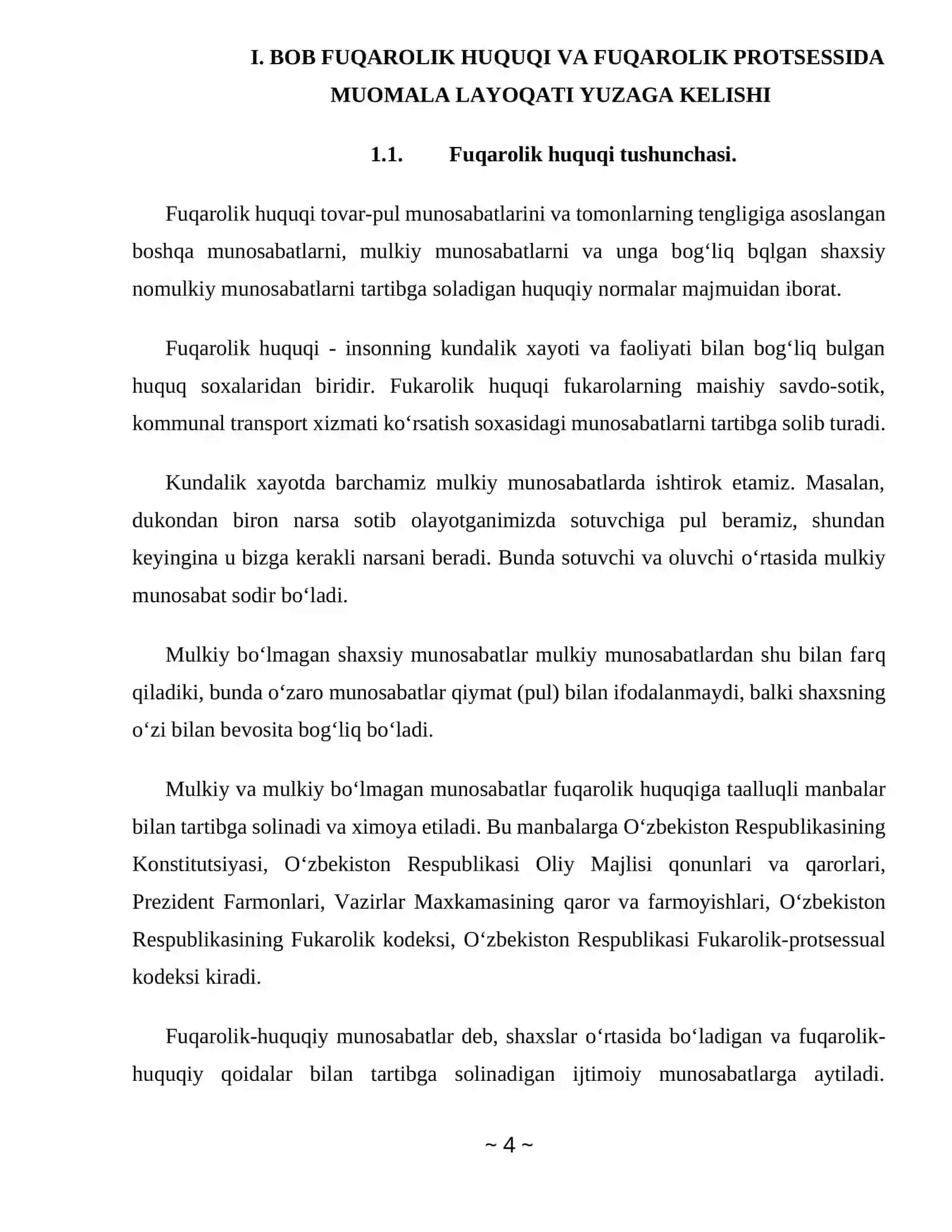 Fuqarolik huquqi va fuqarolik protsessida muomala layoqati yuzaga kelishi 4