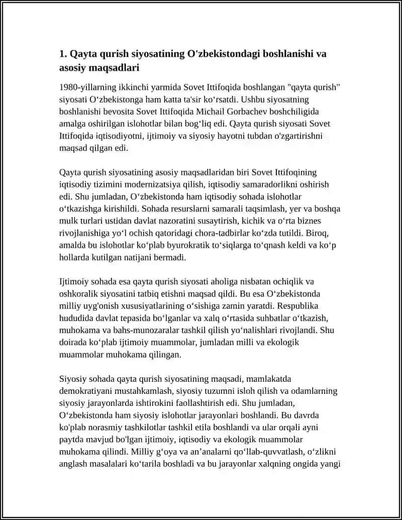 "QAYTA QURISH" YILLARIDA O'ZBEKISTONDAGI IJTIMOIY-SIYOSIY VAZIYAT 4