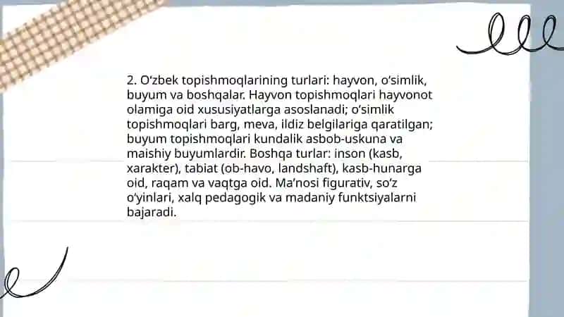 Oʻzbek xalq topishmoqlari 4