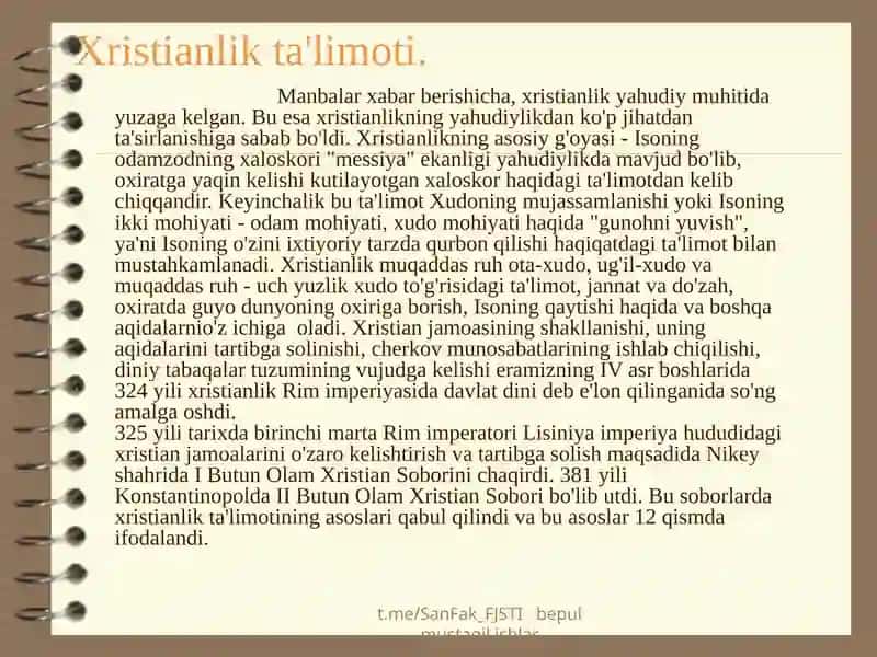 Xristianlik dini haqid atushuncha va vujudga kelishi 4