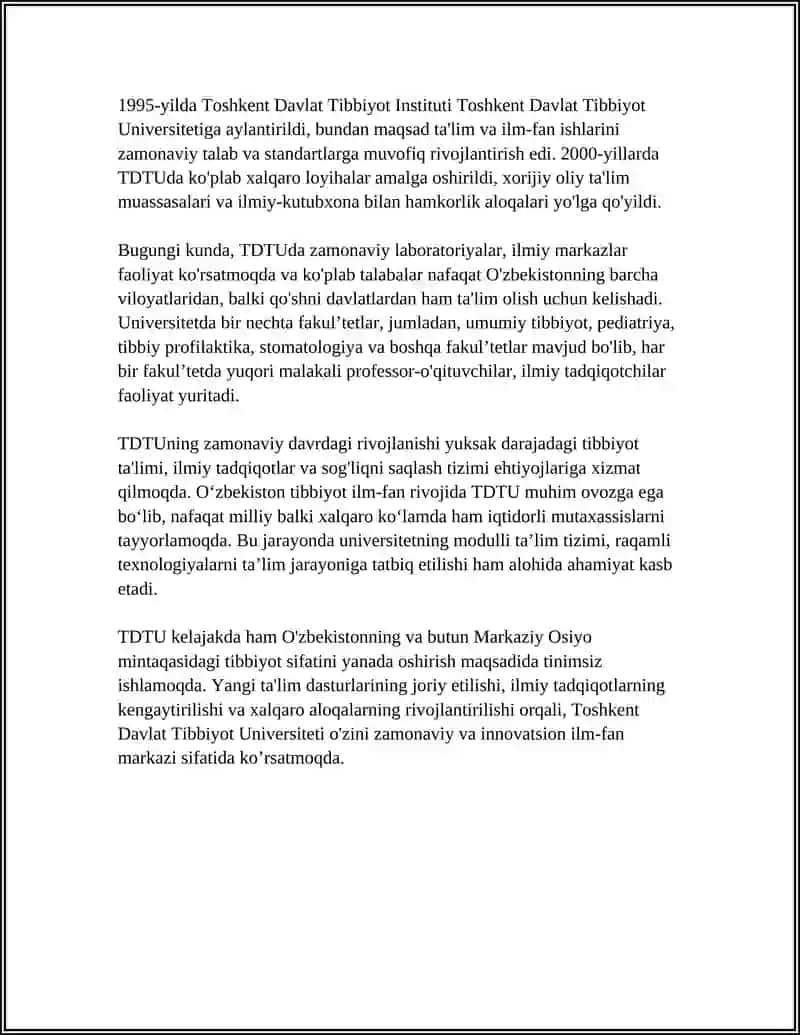Toshkent Davlat Tibbiyot Universiteti 4