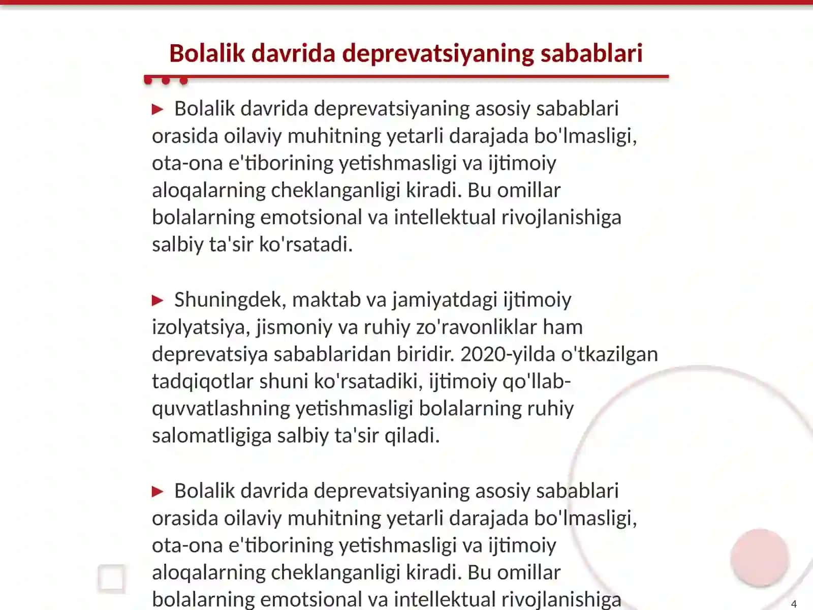 Bolalik davrida psixik deprevatsiya 4