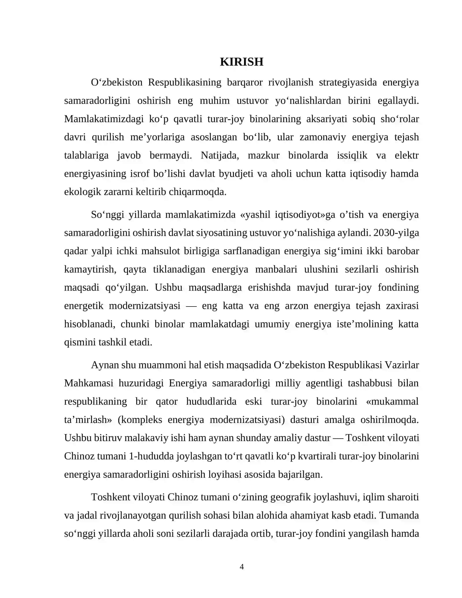 Toshkent viloyati Chinoz tumanidagi koʻp qavatli turar joy binolarini energiya samaradorligini oshirish bo‘yicha loyihaviy taklif 4