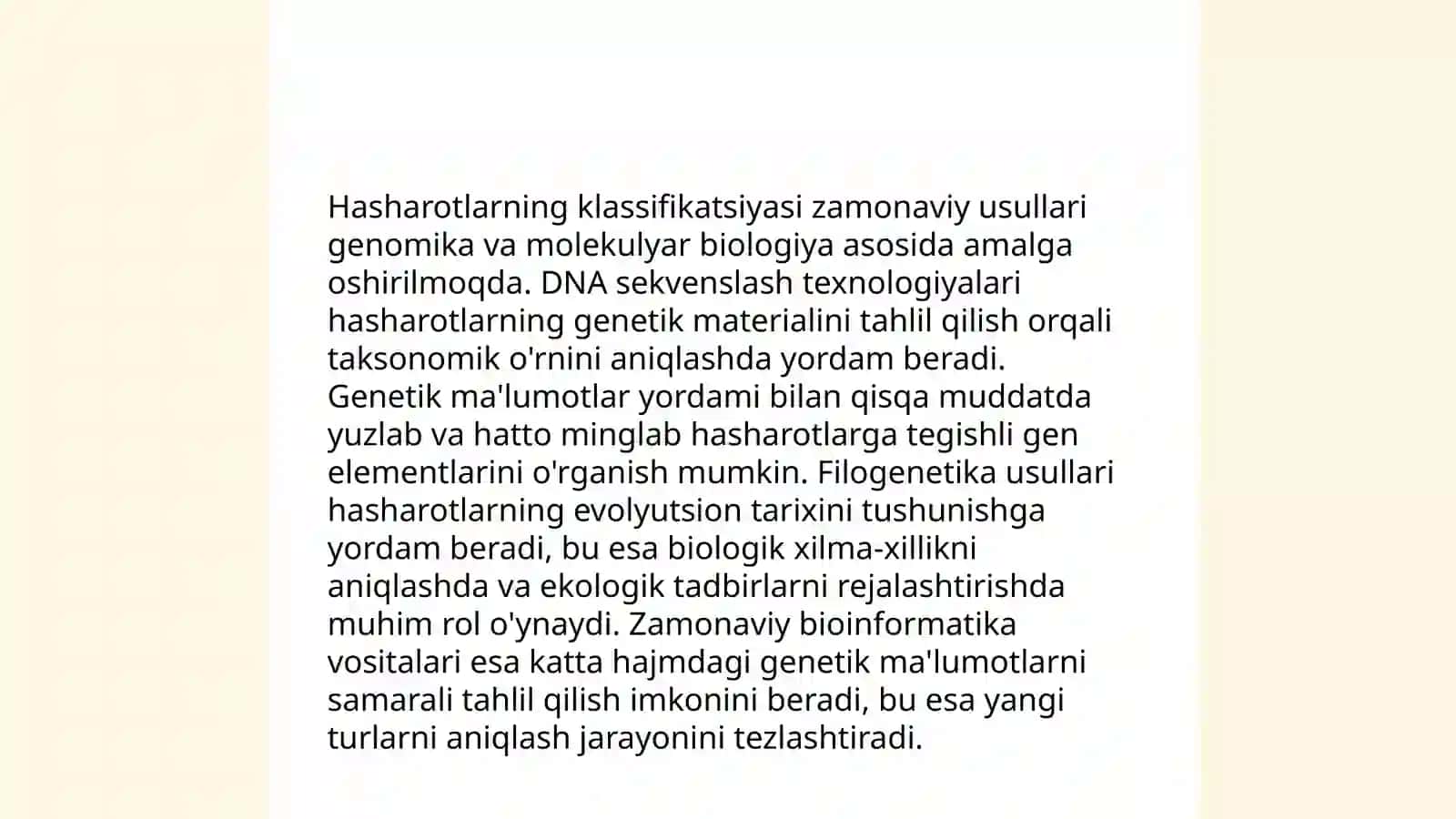 Hasharotlar sistematikasiga oid tadqiqotlarning tahlillari 4