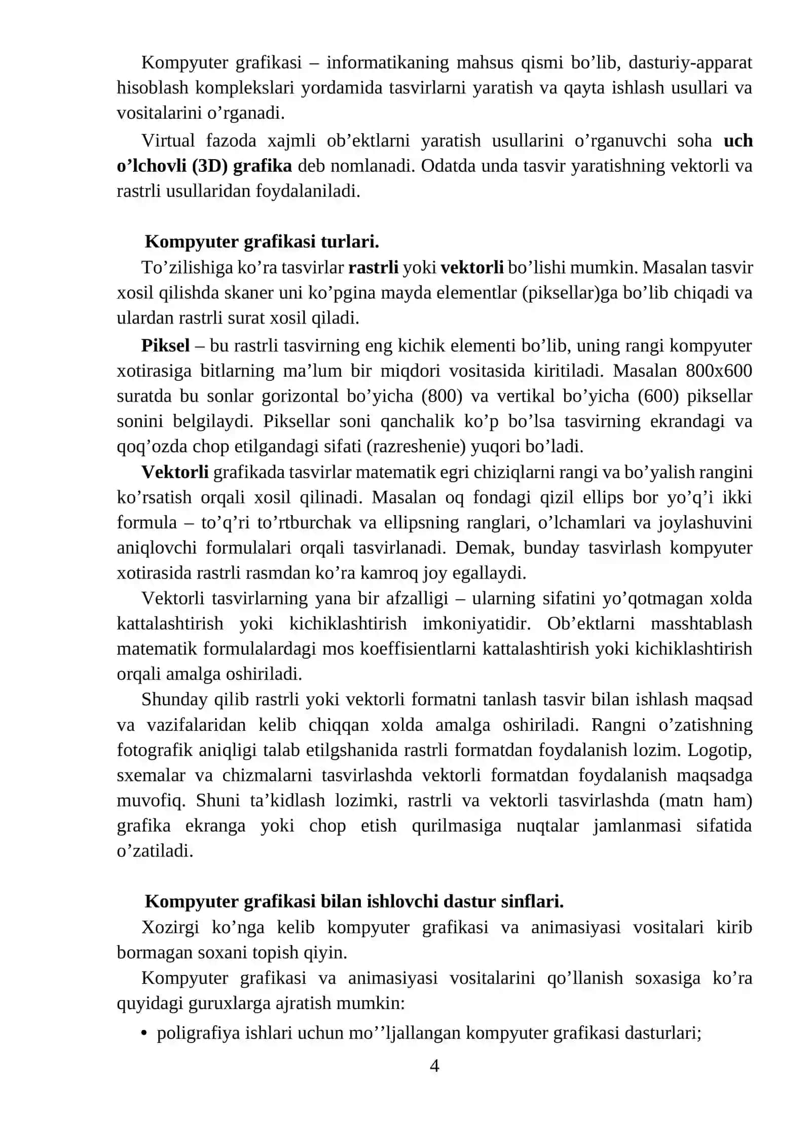 Tasvirlarni qayta ishlashning asosiy yo’nalishlari 4