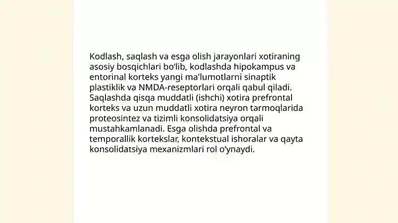 Xotira haqida tushuncha va uning nerv-fiziologik asosi 4