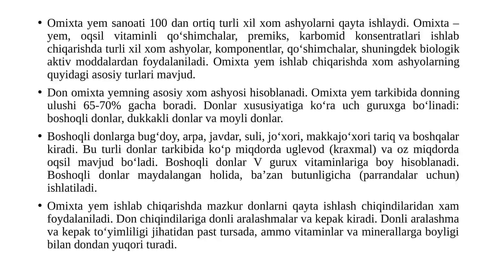 Un va un mahsulotlari ishlab chiqarish korxonalari qoldiq mahsulotlari utilizatsiyasi va ikkilamchi mahsulotlar olish 4