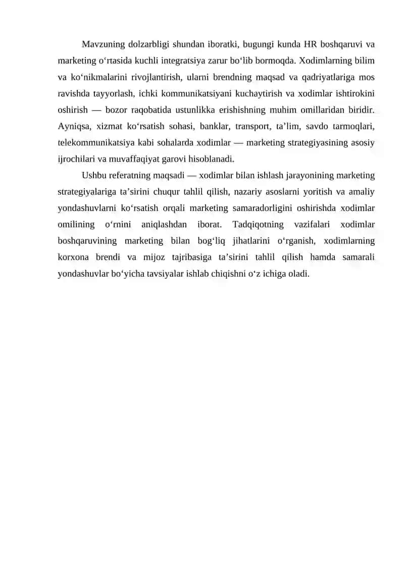Xodimlar bilan ishlashda marketing strategiyalari (kurs ishi) 4