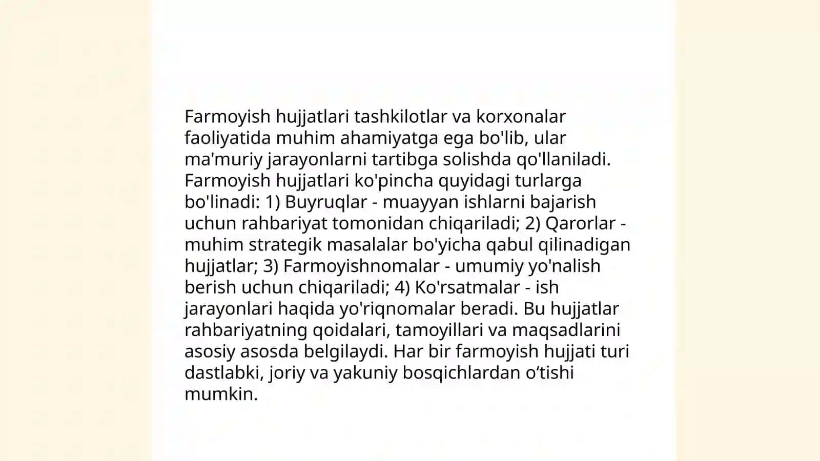 Farmoyish hujjatlarining o‘rni va axamiyati 4