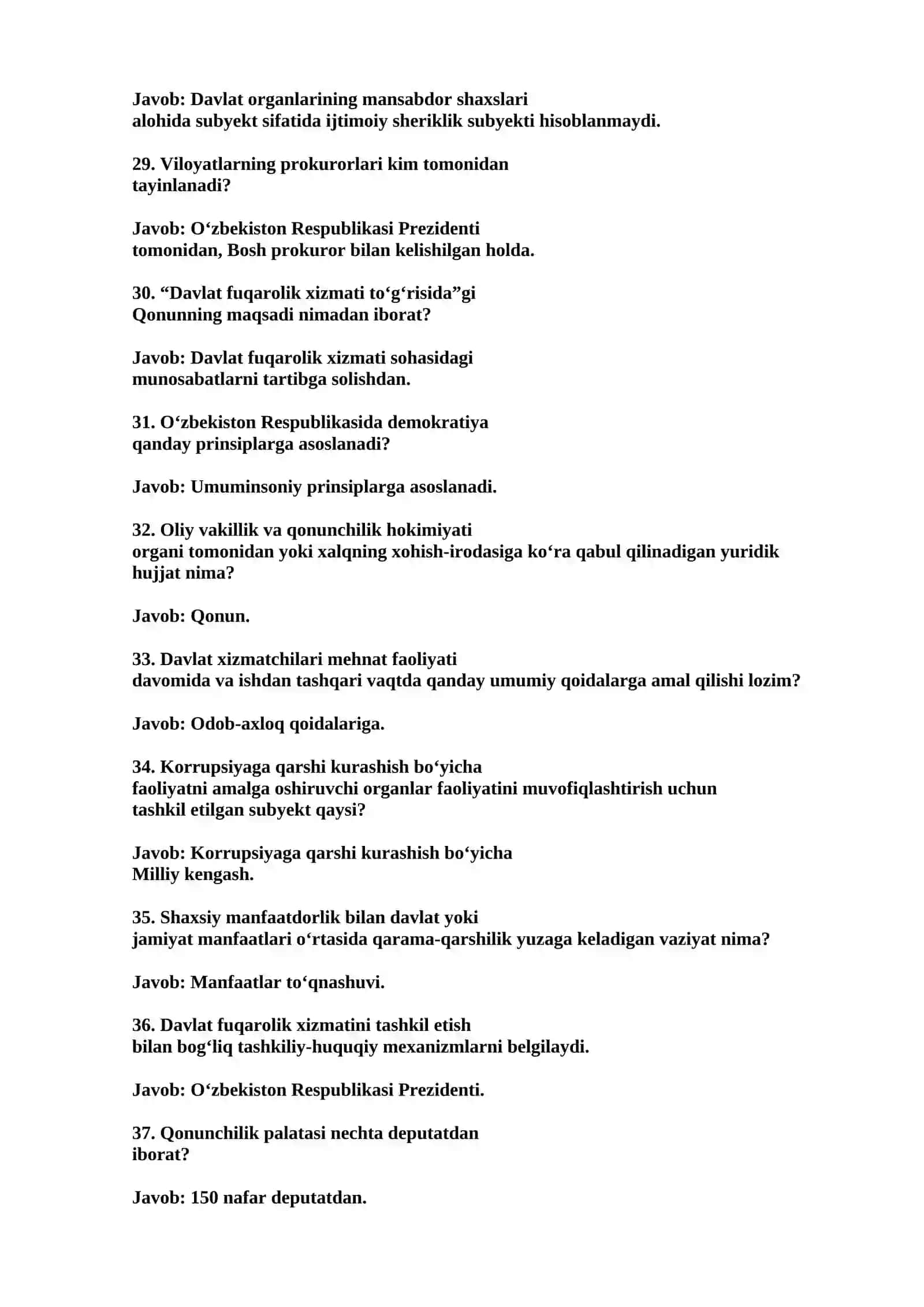 Davlat fuqarolik xizmati — 500+ ta test savollari va javoblari 4