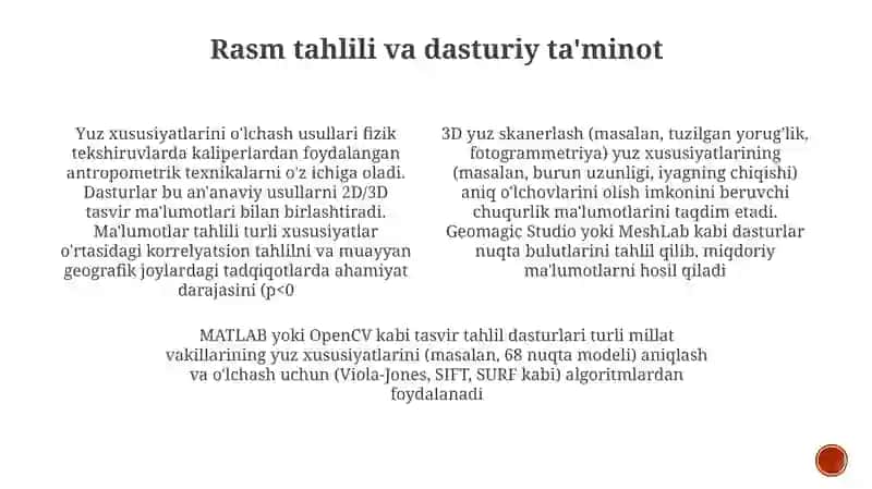 Yuz xususiyatlari o'lchash usullari 4