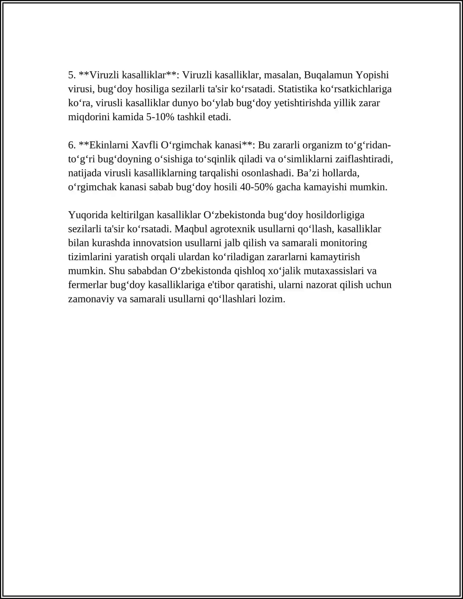 QISHLOQ XOʻJALIK EKINLARI KASALLIKLARI TURLARI BOʻYICHA MAʼLUMOTLAR BAZASINI TUZISH 4