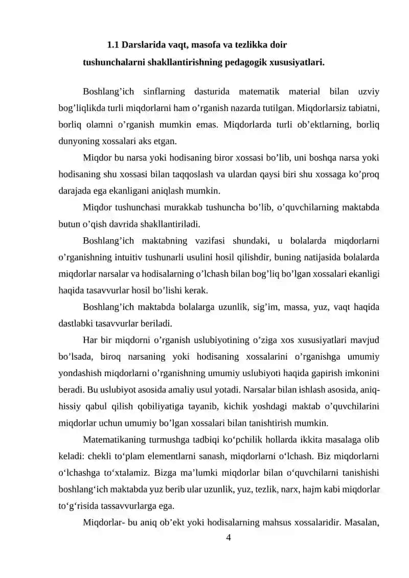 3-sinf o'quvchilarini vaqt, masofa va tezliklarga doir masalalar yechishga o'rgatish metodikasi 4