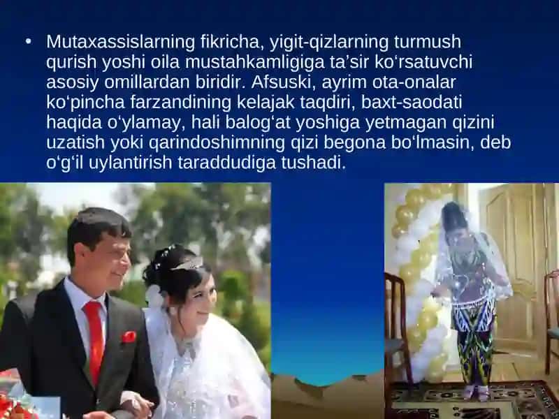Erta turmushning salbiy oqibatlari 4