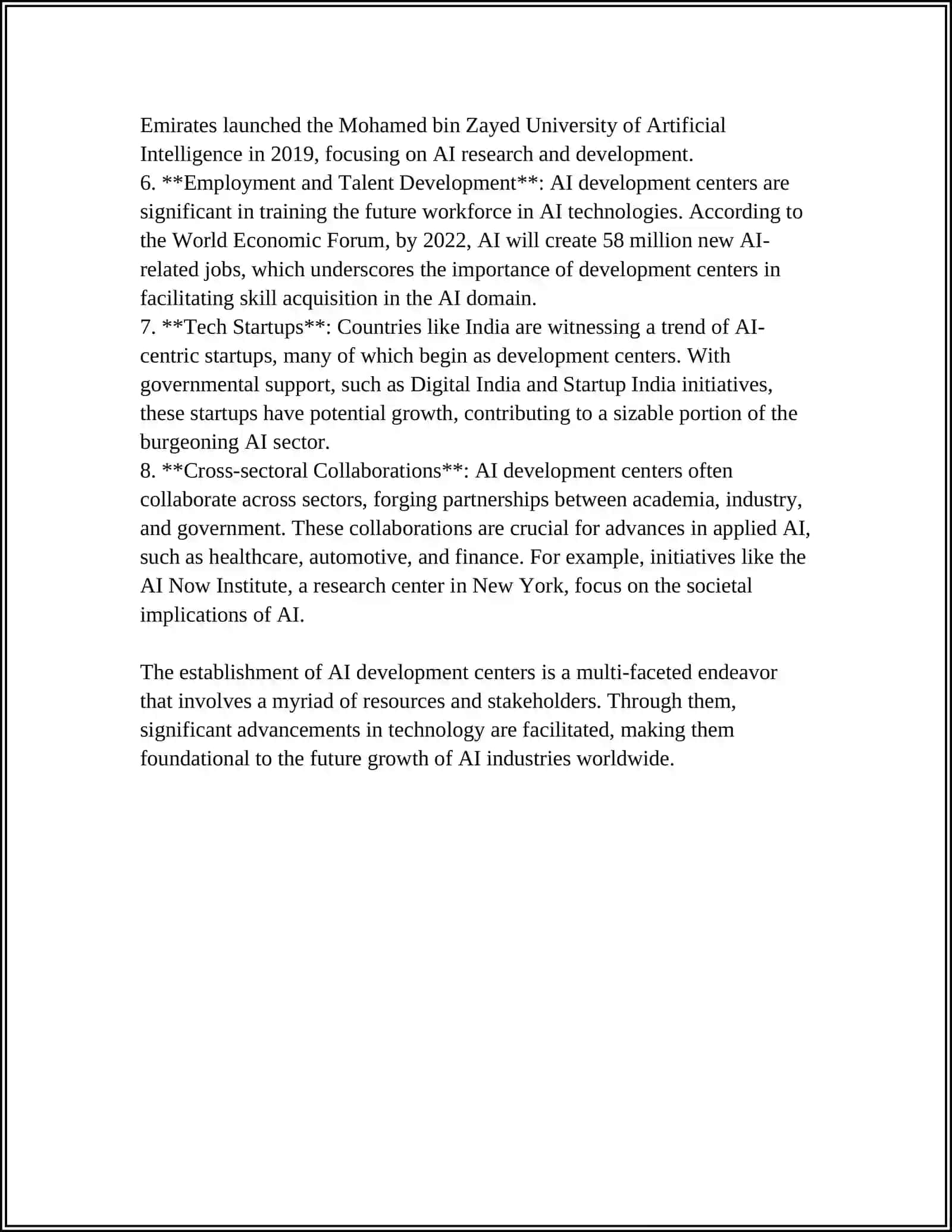 Establishment of AI Development Centers 4