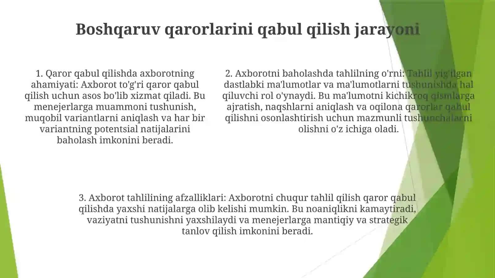 Xo'jalik Yurituvchi Subyektlarda Boshqaruv Qarorlari Qabul Qilishda Tahlilning Ahamiyati 4