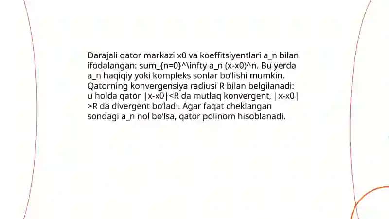 Funksional qatorlar, darajali qatorlar va Abel teoremasi 4