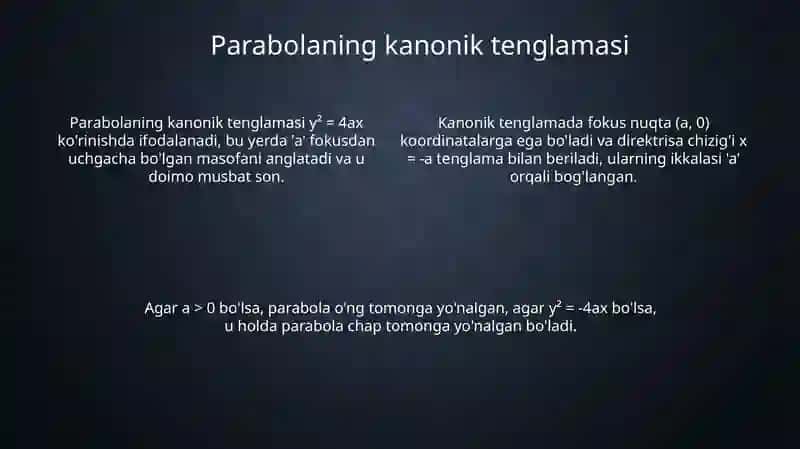 Parabola va uning grafik xususiyatlari 4