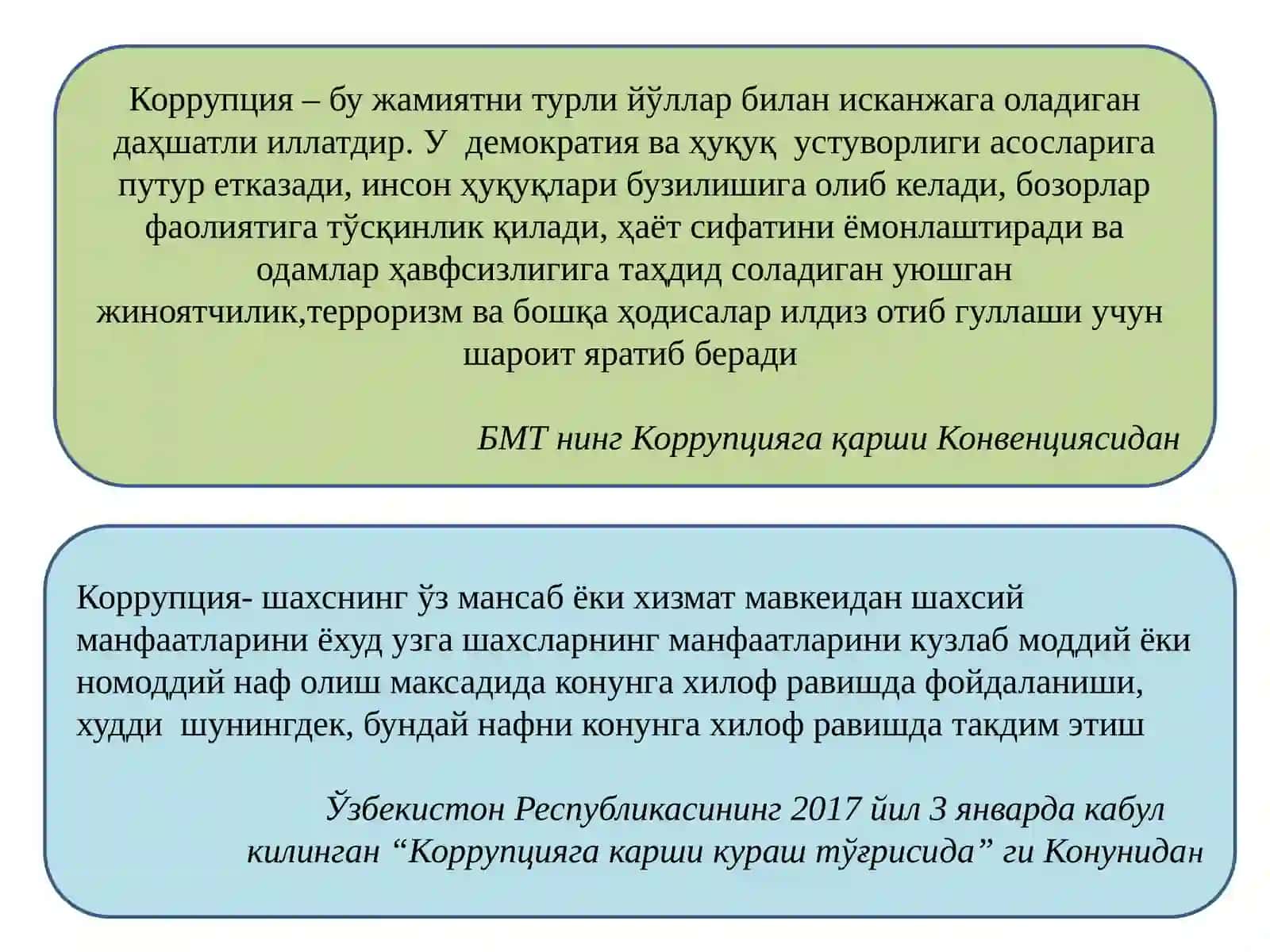 КОРРУПЦИЯГА ҚАРШИ КУРАШ – ФУҚАРОЛИК ЖАМИЯТИНИ РИВОЖЛАНТИРИШНИНГ УСТУВОР ШАРТИ 4