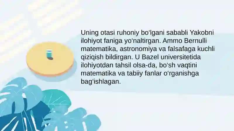 Yakob Bernulli hayoti va ijodi(kombinatorikaga qoʻshgan hissalari). 4