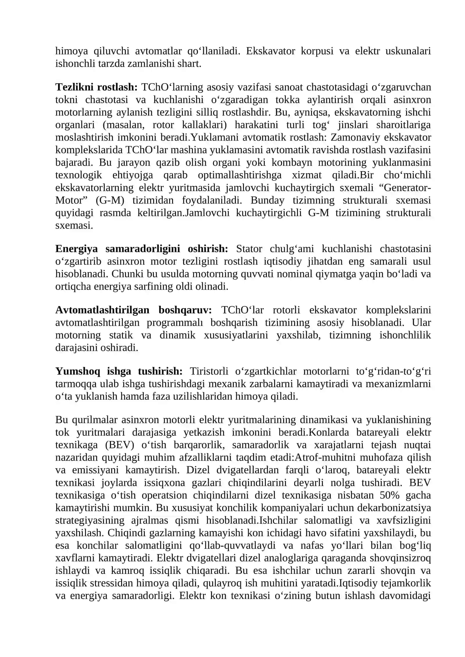 Ko’p kovshli ekskavatorlarning elektr ta’minot sxemasi 4