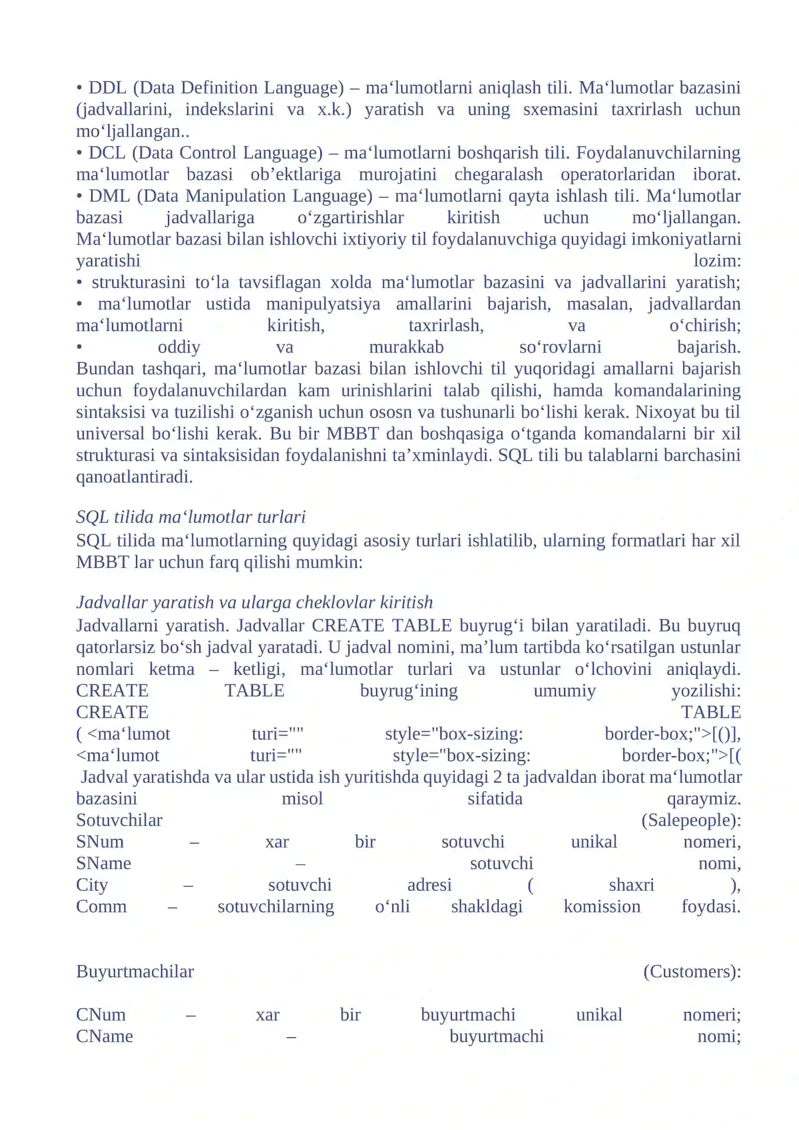 SQL tili yordamida so’rovnomalar tuzish 4