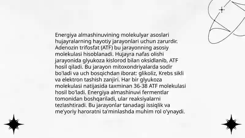 Alimentar zaxarlanish. Energiya almashinuvining boshqarilishi 4