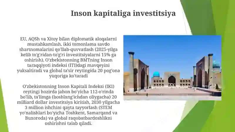 Oʻzbekiston RESPUBLIKASINING XALQARO REYTING VA INDEKSLARDAGI OʻRNI VA NUFUZINI ORTIB BORISHI 4