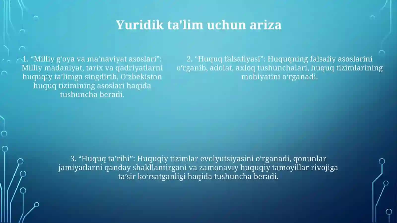 Milliy G‘Oya, Ma’Naviyat Asoslari Va Huquq Ta’Limi Bakalavriat Ta’Lim Yо‘Nalishida 4
