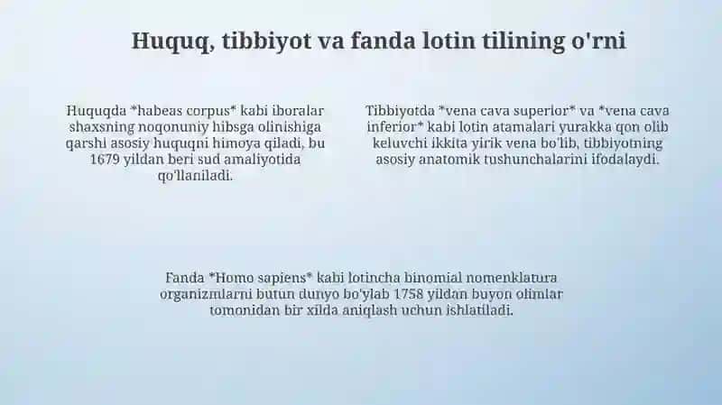 Lotin iboralarining hayotimizning barcha javxaharlarida tutgan oʻrni 4
