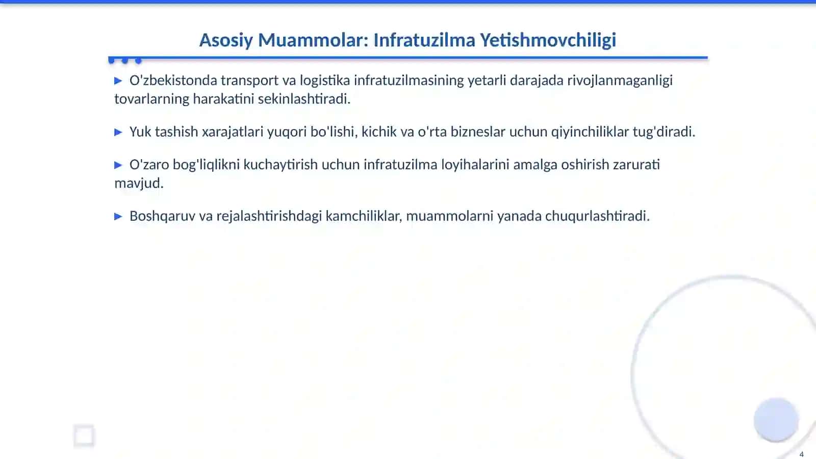 Tovar Bozori Infratuzilmasini Rivojlantirish Muammolari 4