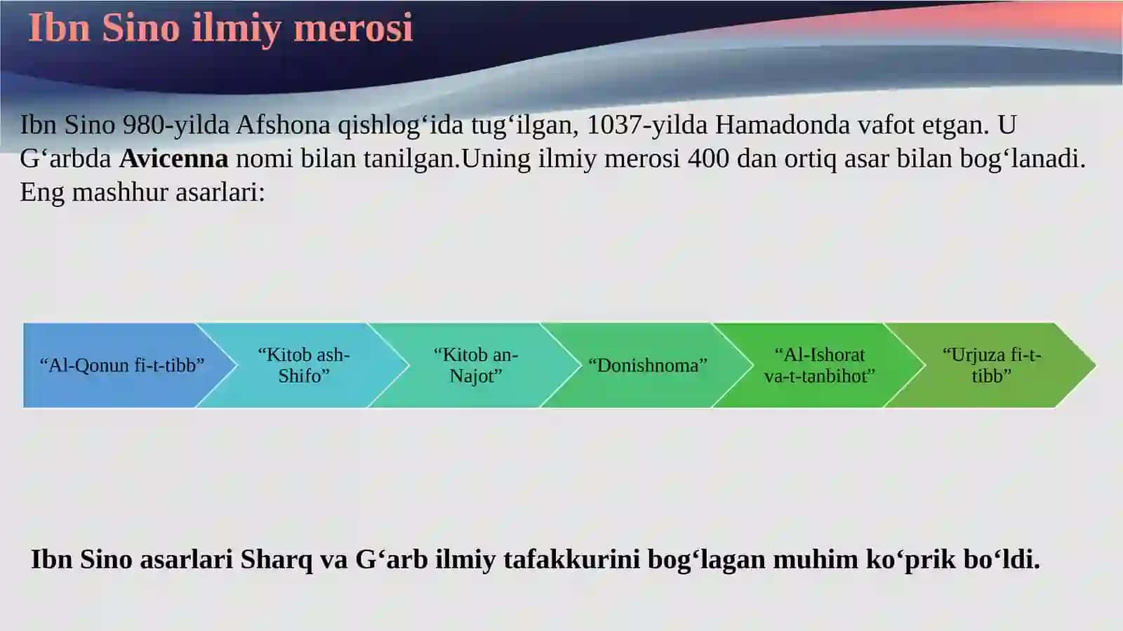 Ibn Sinoning lotin tiliga tarjima qilingan asarlari va ularning fan tarixidagi ahamiyati 4