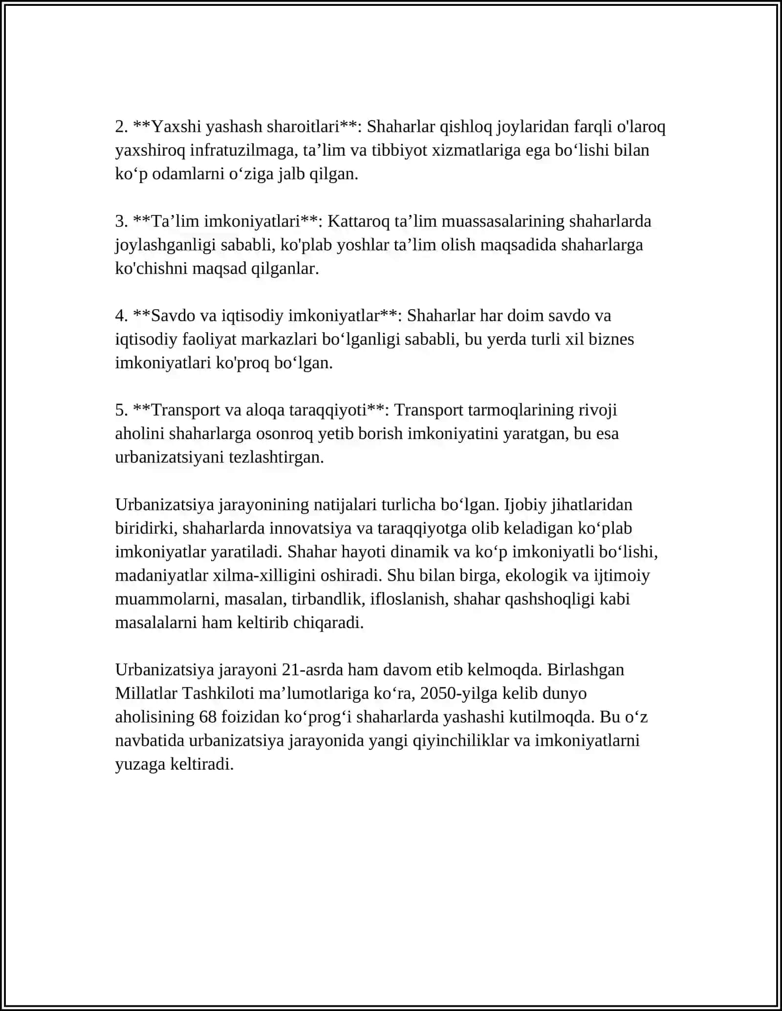 UBRANIZATSIYA JARAYONI VA EKOLOGIK MUAMMOLAR 4